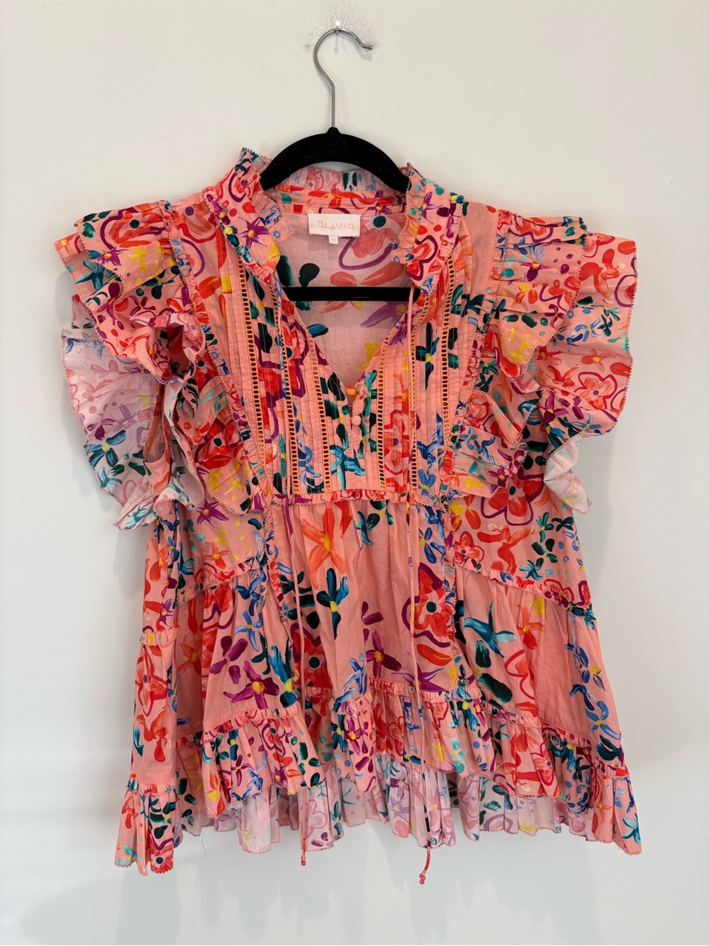 Alivia Simone Pink Floral Ruffle Blouse